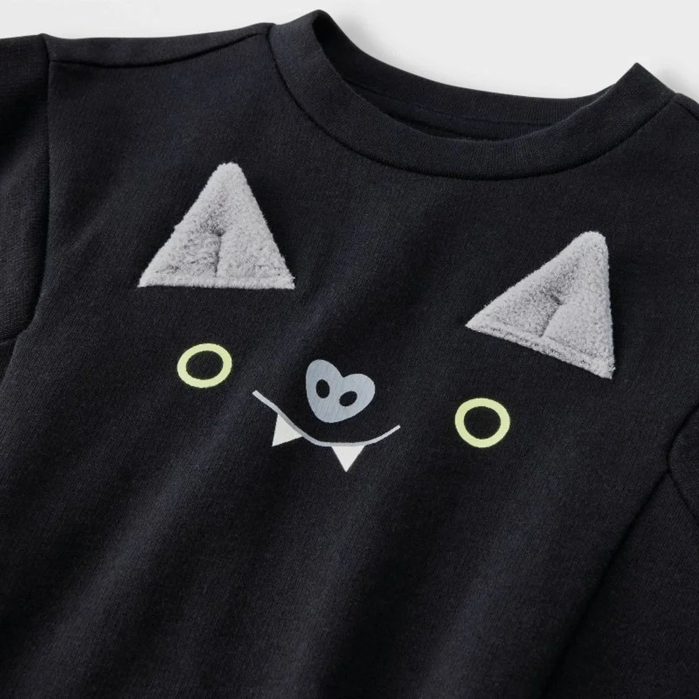 Baby Bat Face Romper & Leggings Set nwt Black 6-9M Halloween